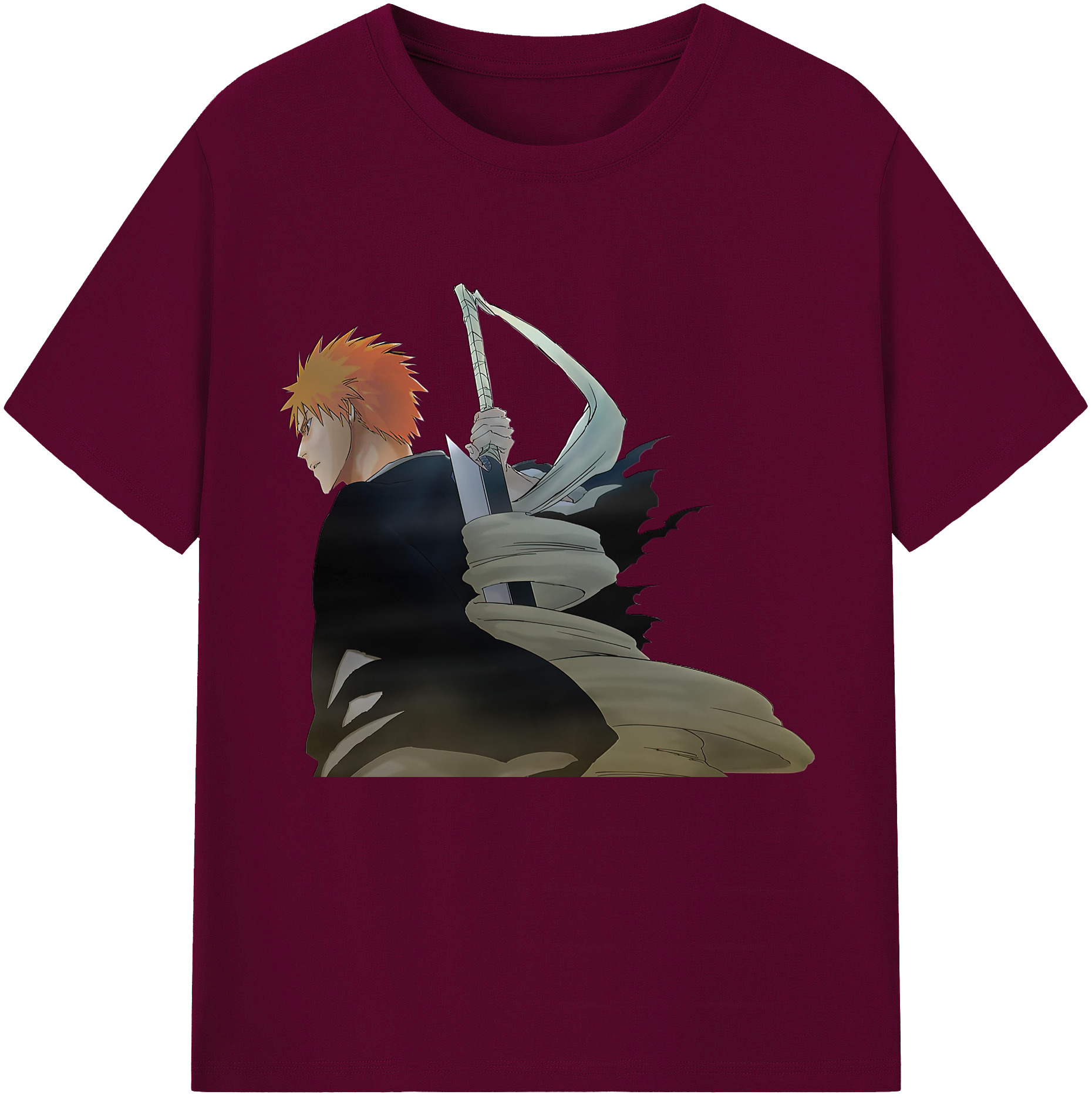 （画像用） ブリーチ 黒崎一護（くろさき いちご）BLEACH Kurosaki Ichigo レディースカジュアルプリントTシャツ（綿100％）